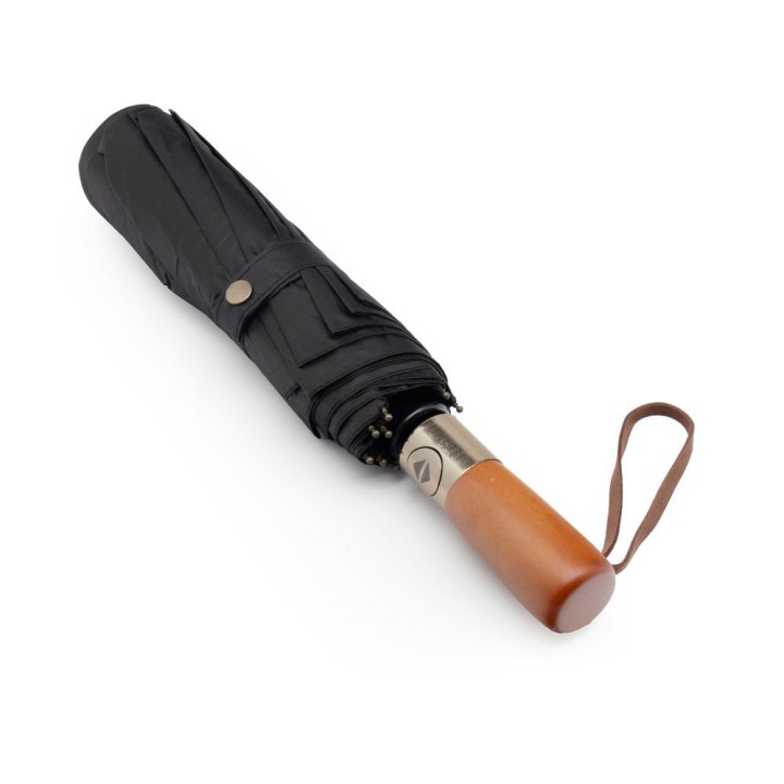 Automatic folding umbrella with wooden handle 10-rib XXL 115 cm black