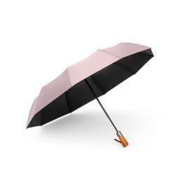 Automatic folding umbrella with wooden handle 10-rib XXL 115 cm pink