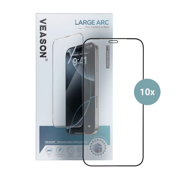 Tempered glass 6D for Samsung A35 / A55 / S25 FE / S26 FE Veason Pro Glass (SET 10in1) black