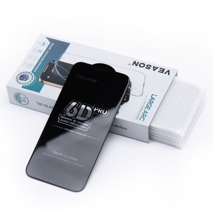 Tempered glass 6D for iPhone 15 / 16 Veason Pro Glass (SET 10in1) black