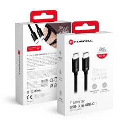 Kabel USB C do USB C Forcell F-Energy QC4.0 PD 3A 60W 3 m C338 czarny