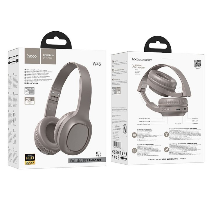 Wireless on-ear headphones Hoco W46 brown