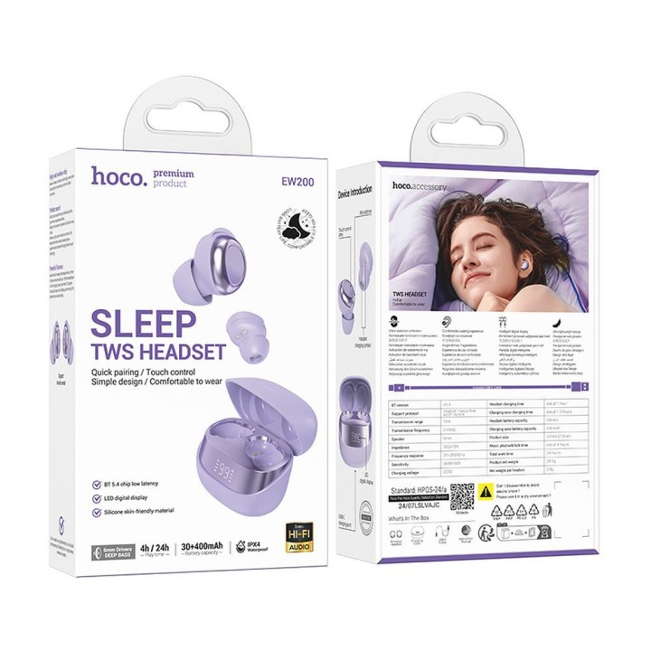 Wireless in-ear headphones Hoco TWS EW200 purple