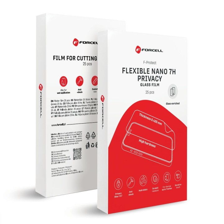 Плівка гібридна nano glass для різання для плотера Forcell F-Protect Flexible NANO 7H PRIVACY 196 x 125 mm 25 шт
