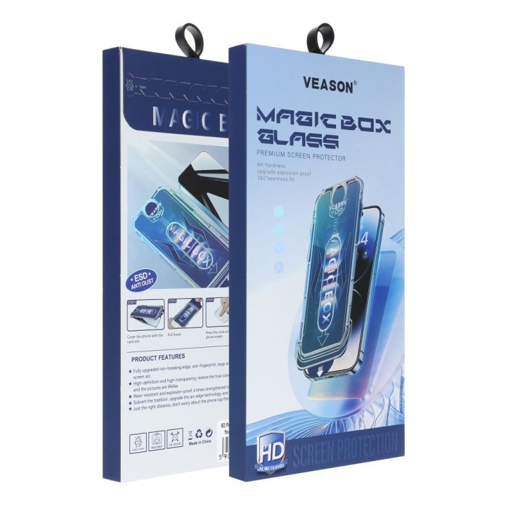 Tempered glass 6D for iPhone 15 PLUS Veason Pro Easy-Install Glass with applicator black