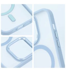 Matte Mag Cover совместим с технологией MagSafe для iPhone 15 Pro Max, синего цвета.