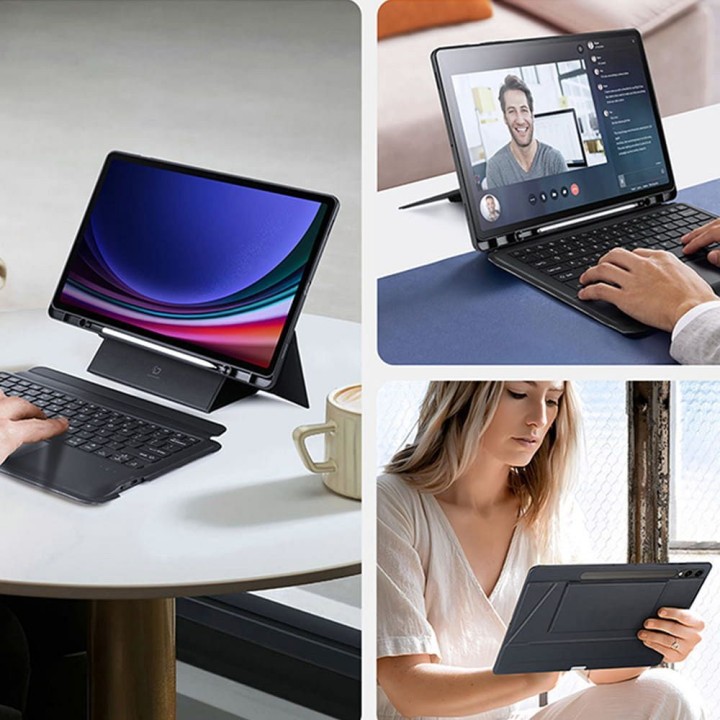 DUX DUCIS case DK foldable with keyboard wireless for SAMSUNG Tab S10 Plus/S9 Plus/S9 FE Plus black