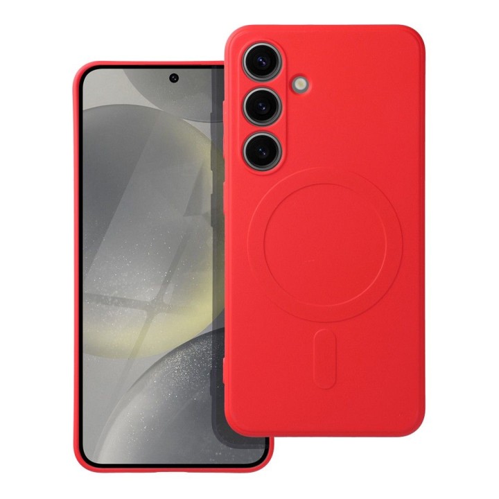 Чехол для Samsung A56 Silicone Mag Cover совместимый с MagSafe (camera protection) красный