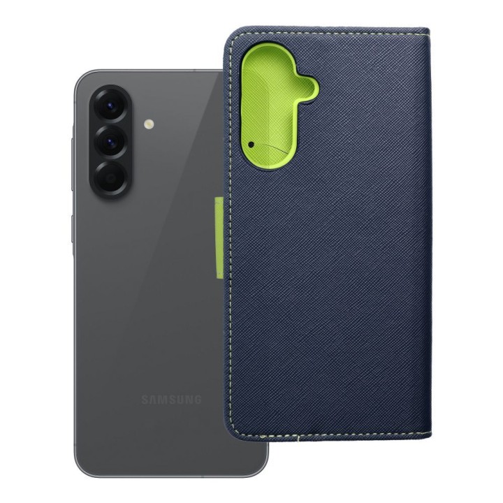 Etui z klapką na Samsung A56 Fancy Book granatowo-limonkowe