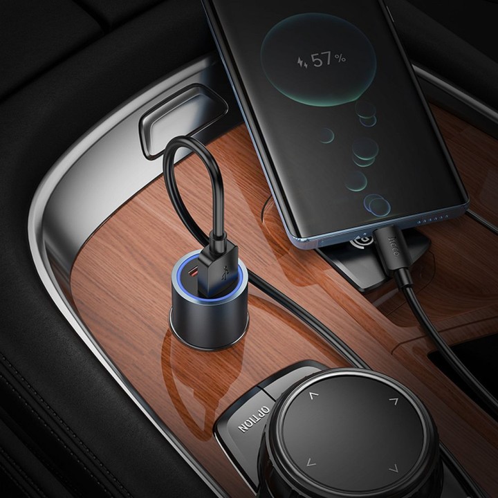 Автомобільний зарядний пристрій Hoco USB A + USB C QC3.0 PD 48W Z60 чорний
