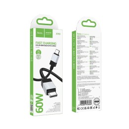 Кабель USB-C – USB-C Hoco 3A 60W 1 m X110 черный