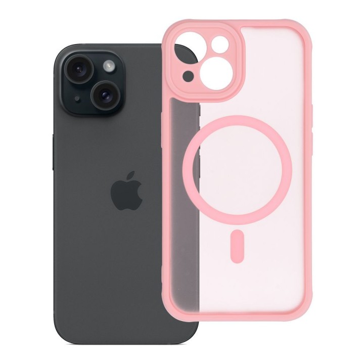 Etui na iPhone 15 Full Matte Mag Cover zgodne z MagSafe jasnoróżowy