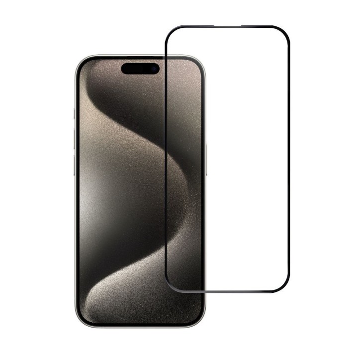 Закаленное стекло 5D для iPhone 15 PRO (full glue) Blue Star черное