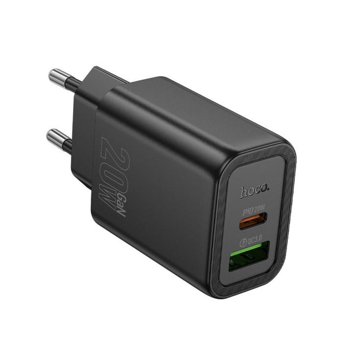 Сетевое зарядное устройство для телефона Hoco USB A + USB C QC3.0 PD 3A 20W N61 черное