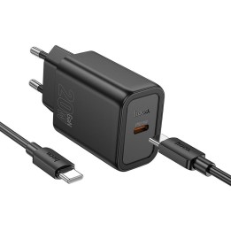 Сетевое зарядное устройство для телефона Hoco USB C QC PD 20W + кабель USB-C – Lightning N60 черное