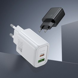 Сетевое зарядное устройство для телефона Hoco USB A + USB C QC3.0 PD 3A 20W + кабель USB-C – USB-C N61 черное