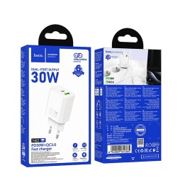 Сетевое зарядное устройство для телефона Hoco USB A + USB C QC3.0 PD 3A 30W N63 белое