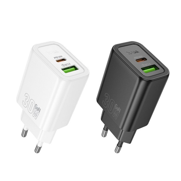 Мережевий зарядний пристрій для телефону Hoco USB A + USB C QC3.0 PD 3A 30W N63 чорний