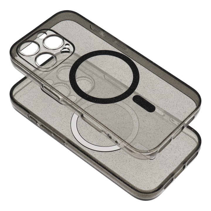 Case for Samsung S25 Clear Mag Cover - Glitter (Str) MagSafe compatible black glitter