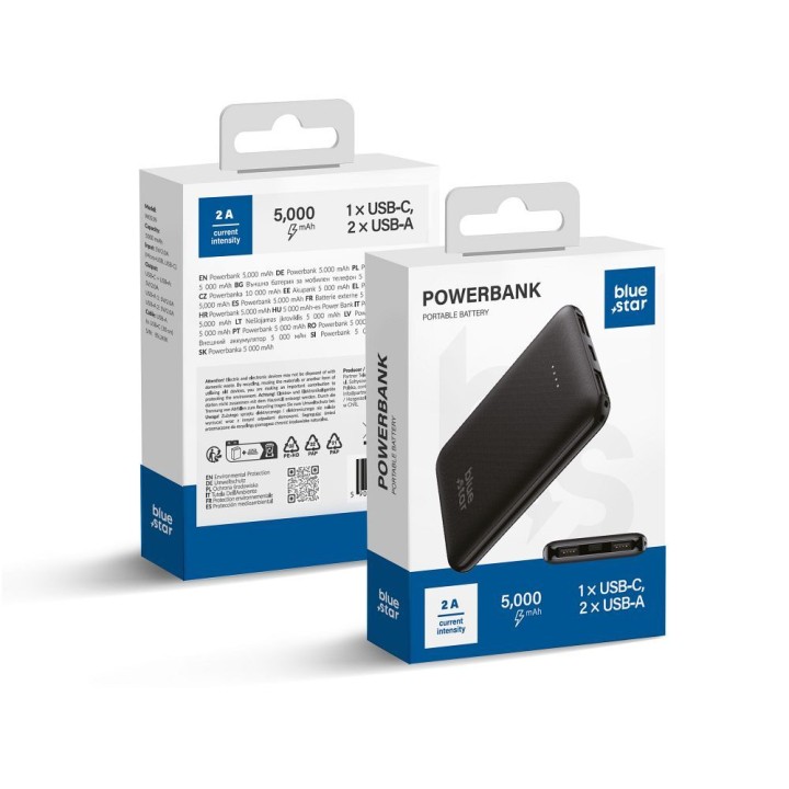 Повербанк Blue Star W0539 2A 5000 mAh чорний