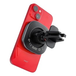 Wireless car phone holder MagSafe compatible Forcell F-Grip Air Mag F-07 Qi2 15W for the air vent silver
