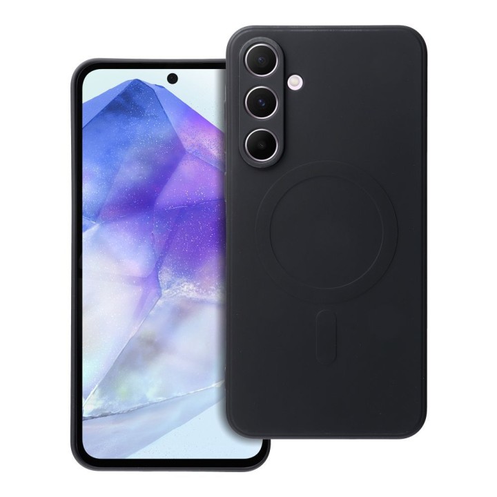 Чехол для Samsung A55 Silicone Mag Cover совместимый с MagSafe (camera protection) черный