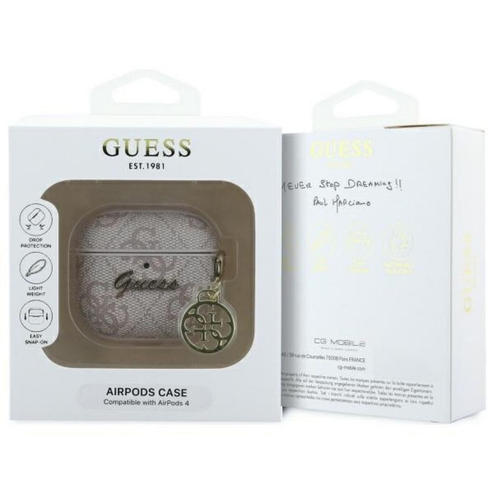 Чохол для навушників Guess для Apple AirPods 4 ( PU 4G W / Charm) рожевий