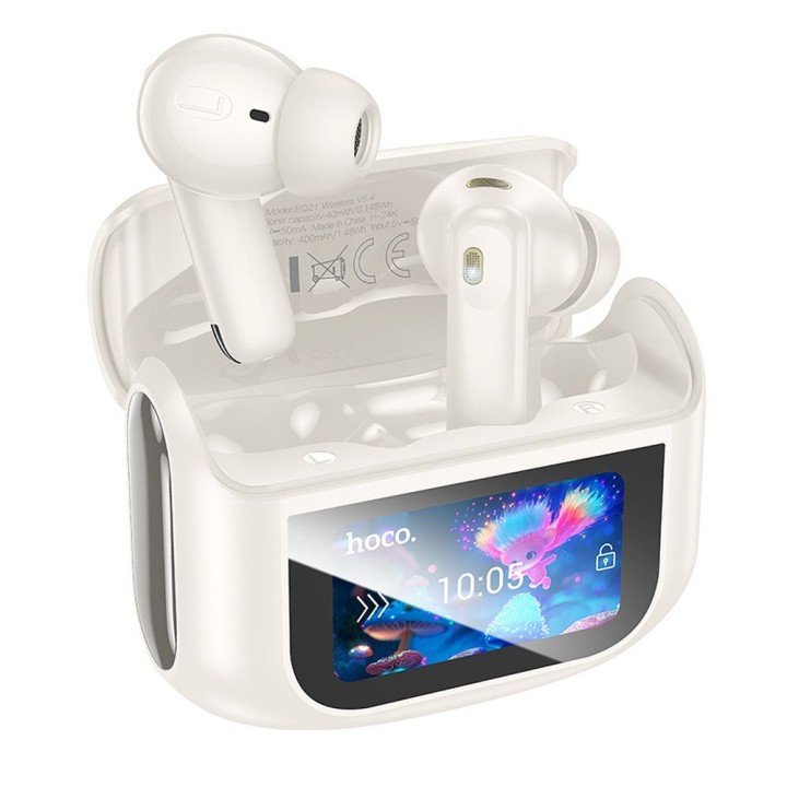 Wireless in-ear headphones Hoco with touch screen TWS ANC ENC EQ21 white