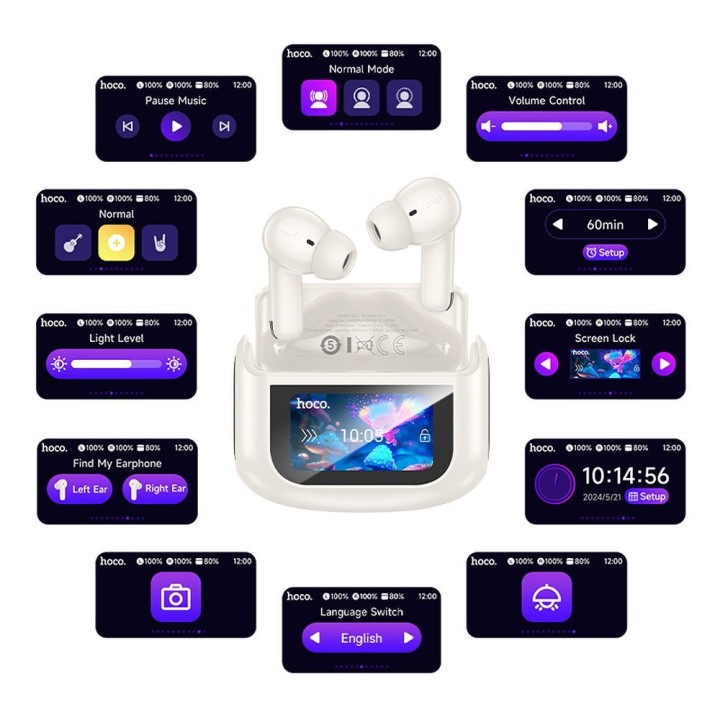 Wireless in-ear headphones Hoco with touch screen TWS ANC ENC EQ21 white