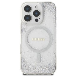 GUESS чехол для IPHONE 16 Pro совместимый с MagSafe GUHMP16LRGRGES (Resin Gradient Glitter) серебристый