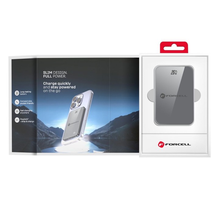 Повербанк сумісний з MagSafe Forcell F-Energy SuperSlim F5K8 QC4.0 PD3.0 15W 5000 mAh сірий 0INT