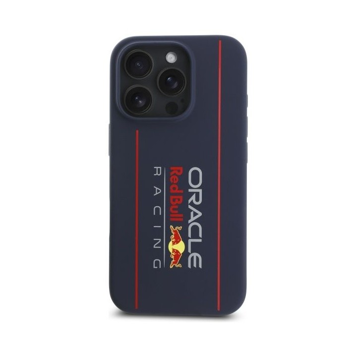 RED BULL futerał do IPHONE 16 Pro kompatybilny z MagSafe RBHMP16L24SIOLRV (Silicone Oversize Vertical Logo) navy