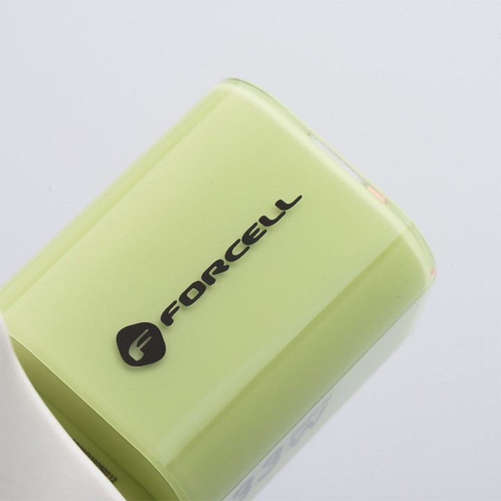 Wall charger for phone Forcell F-Energy GaN III Crystal Color USB C + USB A QC4.0 PD 33W + cable USB C to USB C VT-41