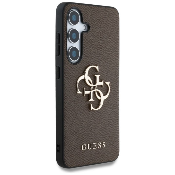 GUESS чехол для SAMSUNG S25 GUHCS25SPGT4MBW (PU Grained Big 4G and Classic Logo) коричневый
