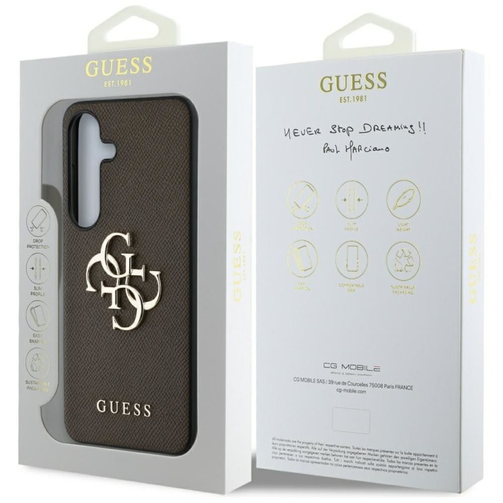 GUESS чохол для SAMSUNG S25 GUHCS25SPGT4MBW (PU Grained Big 4G and Classic Logo) коричневий