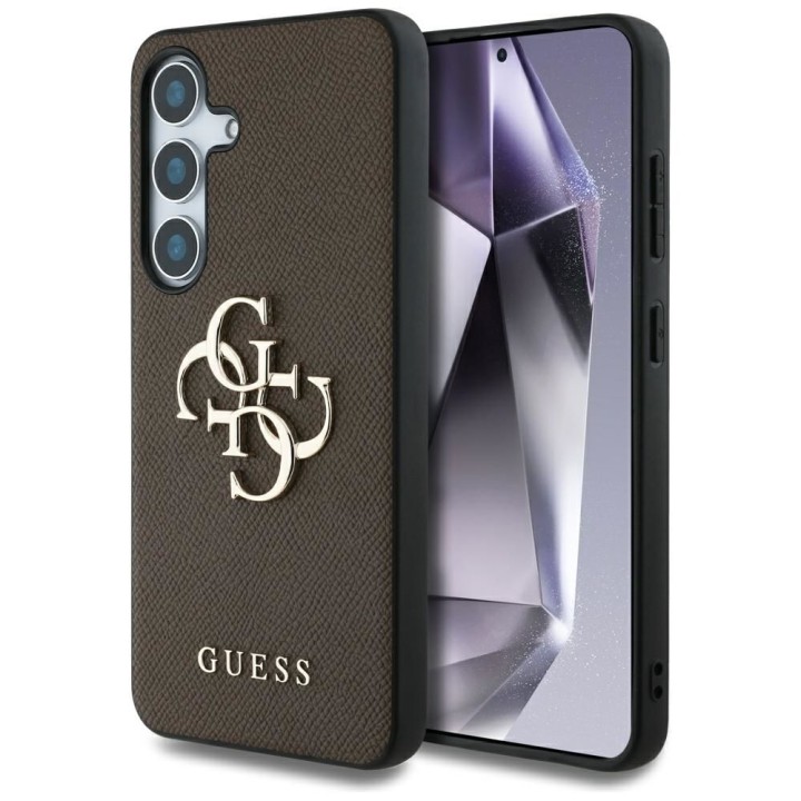 GUESS чехол для SAMSUNG S25 GUHCS25SPGT4MBW (PU Grained Big 4G and Classic Logo) коричневый