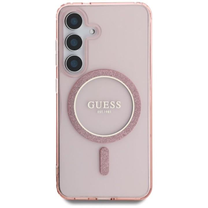 GUESS чохол для SAMSUNG S25 GUHMS25SHFGEREP (Magnetic IML Glitter Circle) рожевий