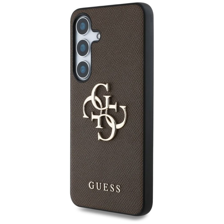 GUESS чехол для SAMSUNG S25 GUHCS25SPGT4MBW (PU Grained Big 4G and Classic Logo) коричневый