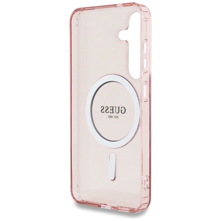 GUESS case for SAMSUNG S25 GUHMS25SHFGEREP (Magnetic IML Glitter Circle) pink