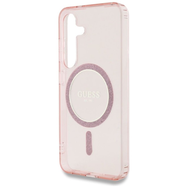 GUESS case for SAMSUNG S25 GUHMS25SHFGEREP (Magnetic IML Glitter Circle) pink