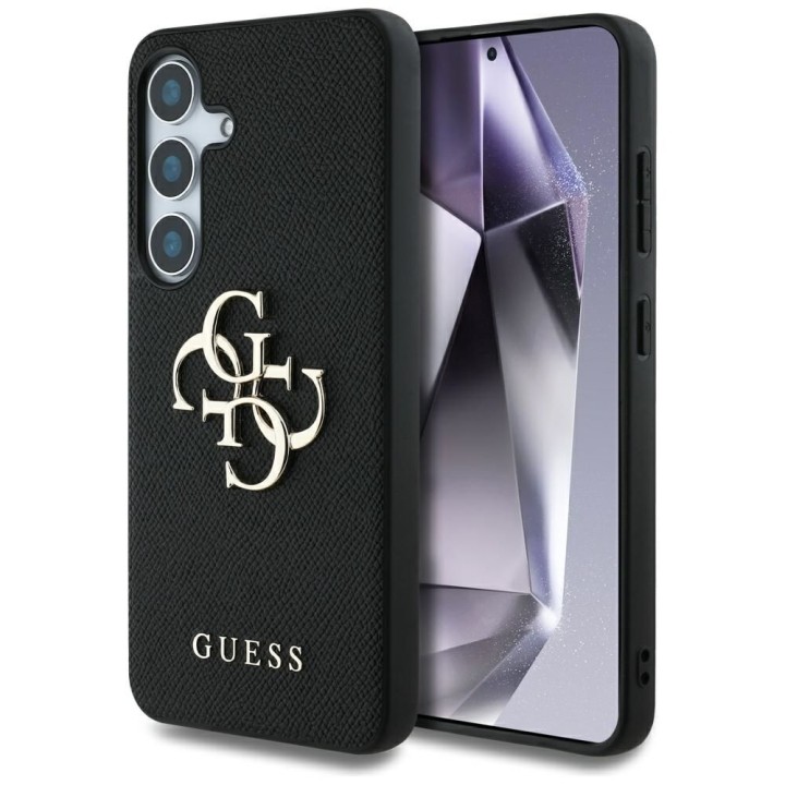 GUESS чехол для SAMSUNG S25 GUHCS25SPGT4MBK (PU Grained Big 4G and Classic Logo) черный