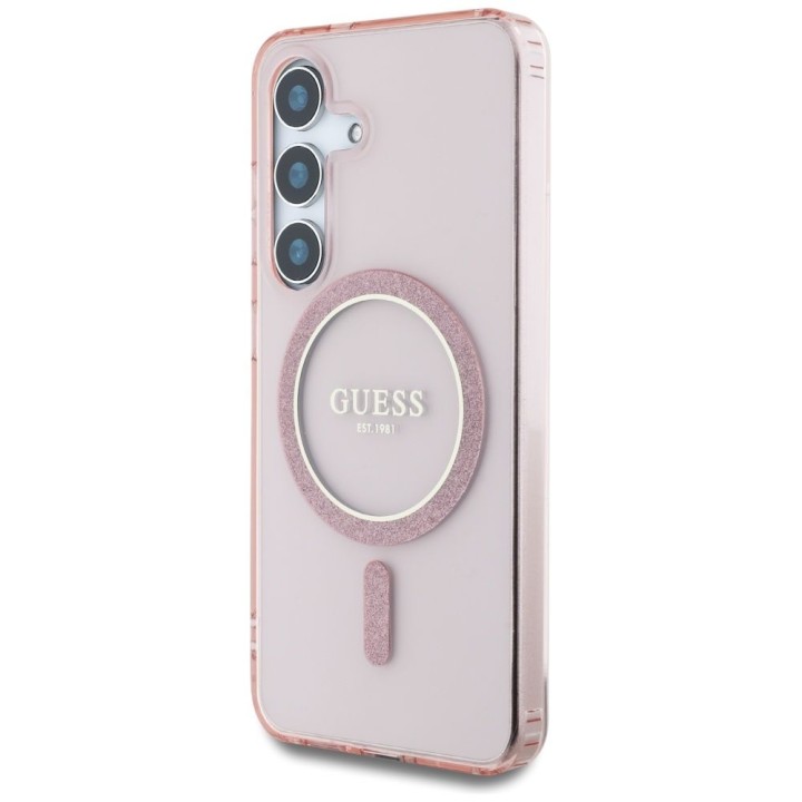 GUESS чохол для SAMSUNG S25 GUHMS25SHFGEREP (Magnetic IML Glitter Circle) рожевий
