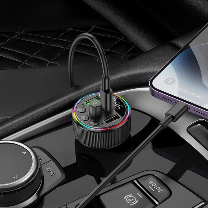 Автомобільний трансмітер bluetooth Hoco 2 x USB A + USB C QC3.0 PD 30W E82 чорний
