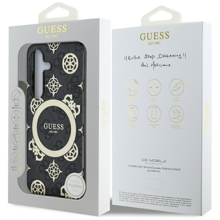 GUESS чехол для SAMSUNG S25 GUHMS25SH4PYEEK (Magnetic IML Peony on 4G Background) черный