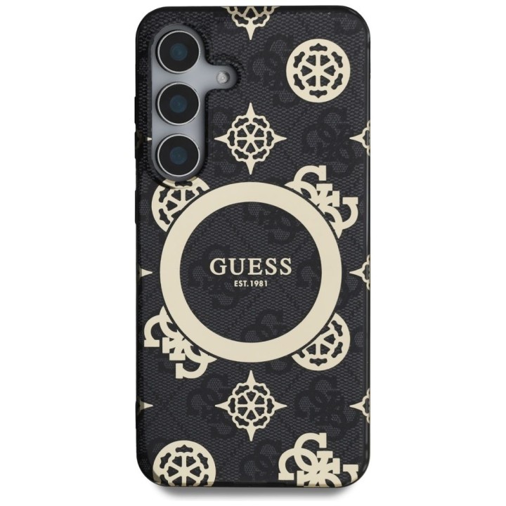 GUESS чехол для SAMSUNG S25 GUHMS25SH4PYEEK (Magnetic IML Peony on 4G Background) черный