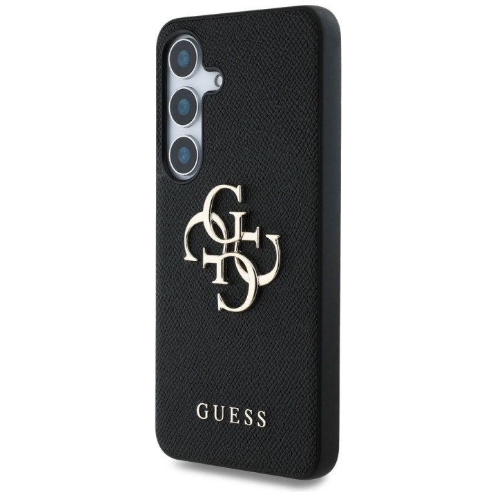 GUESS чехол для SAMSUNG S25 GUHCS25SPGT4MBK (PU Grained Big 4G and Classic Logo) черный