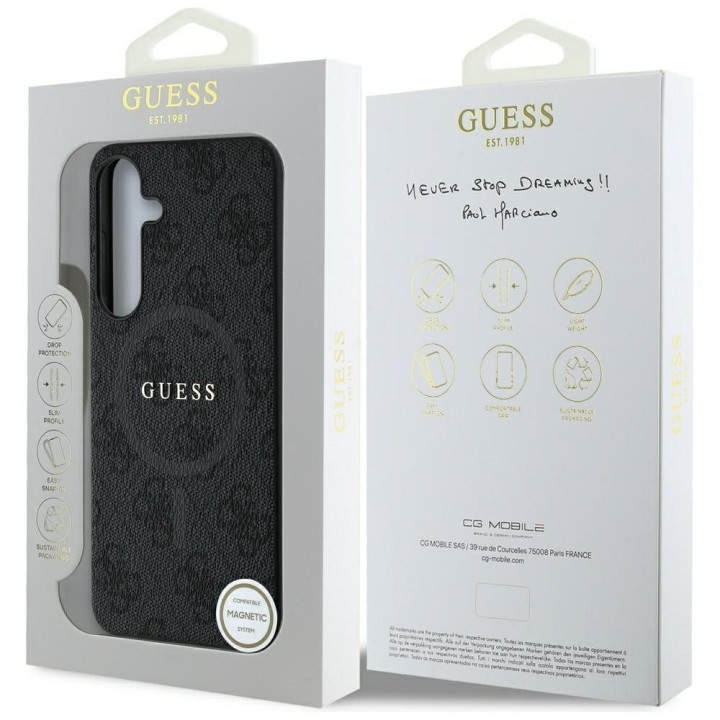 GUESS case for SAMSUNG S25 GUHMS25SG4GFRK (Magnetic PU 4G Ring Classic Logo) black