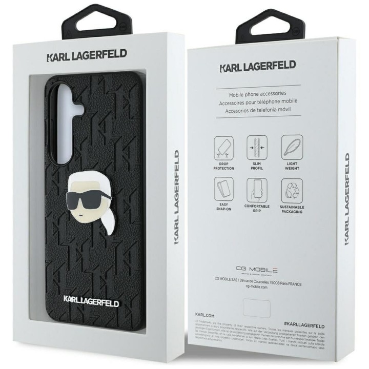 KARL LAGERFELD чехол для SAMSUNG S25 Plus KLHCS25MPGKLKIPK (PU Monogram K. Head Pin) черный