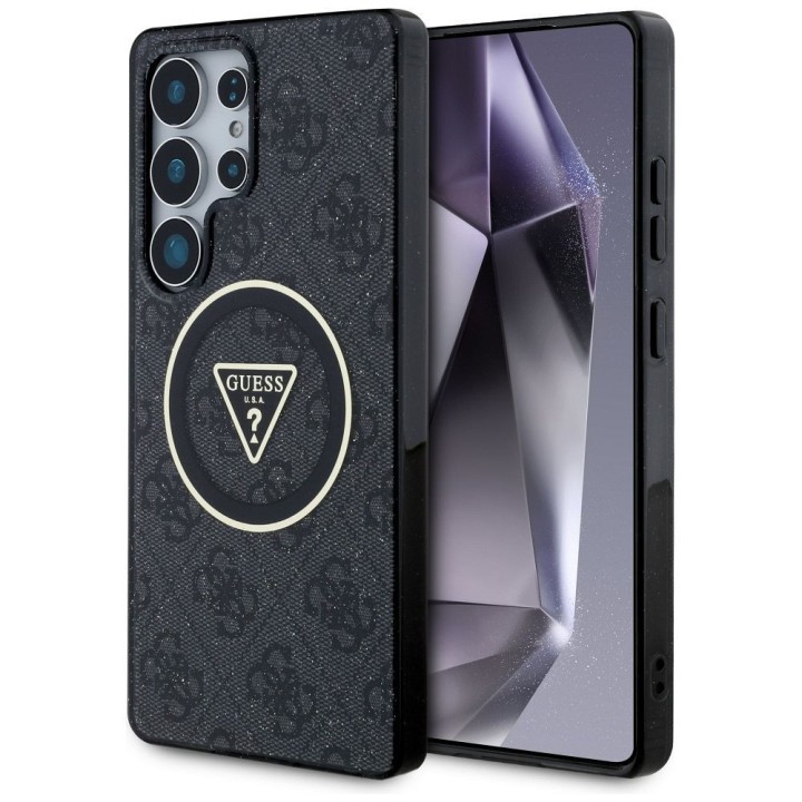 GUESS чехол для SAMSUNG S25 Ultra GUHMS25LHG4PRTGK (Magnetic IML Metal Glitter 4G Circle Triangle) черный