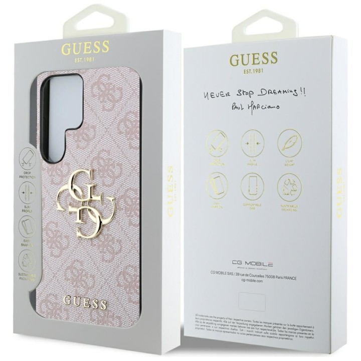 GUESS чехол для SAMSUNG S25 Ultra GUHCS25L4GMGPI (4G PU Big Logo) розовый